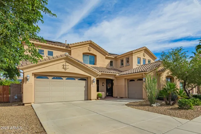 front view of a house with a garage