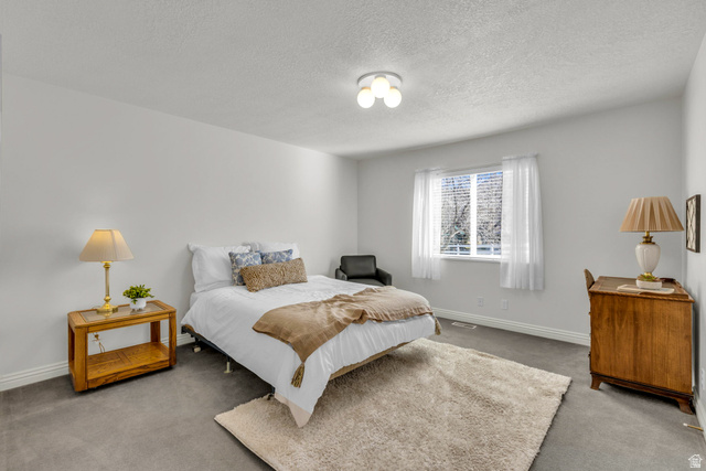 1060 West 2620th Street South Mapleton, UT 84664 - Photo 37 of 87 Bedroom featuring carpet floors and a textured ceiling