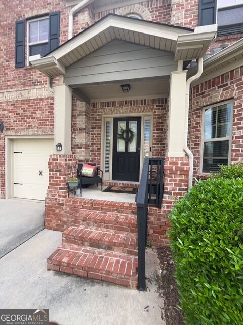 Covered porch and brick steps