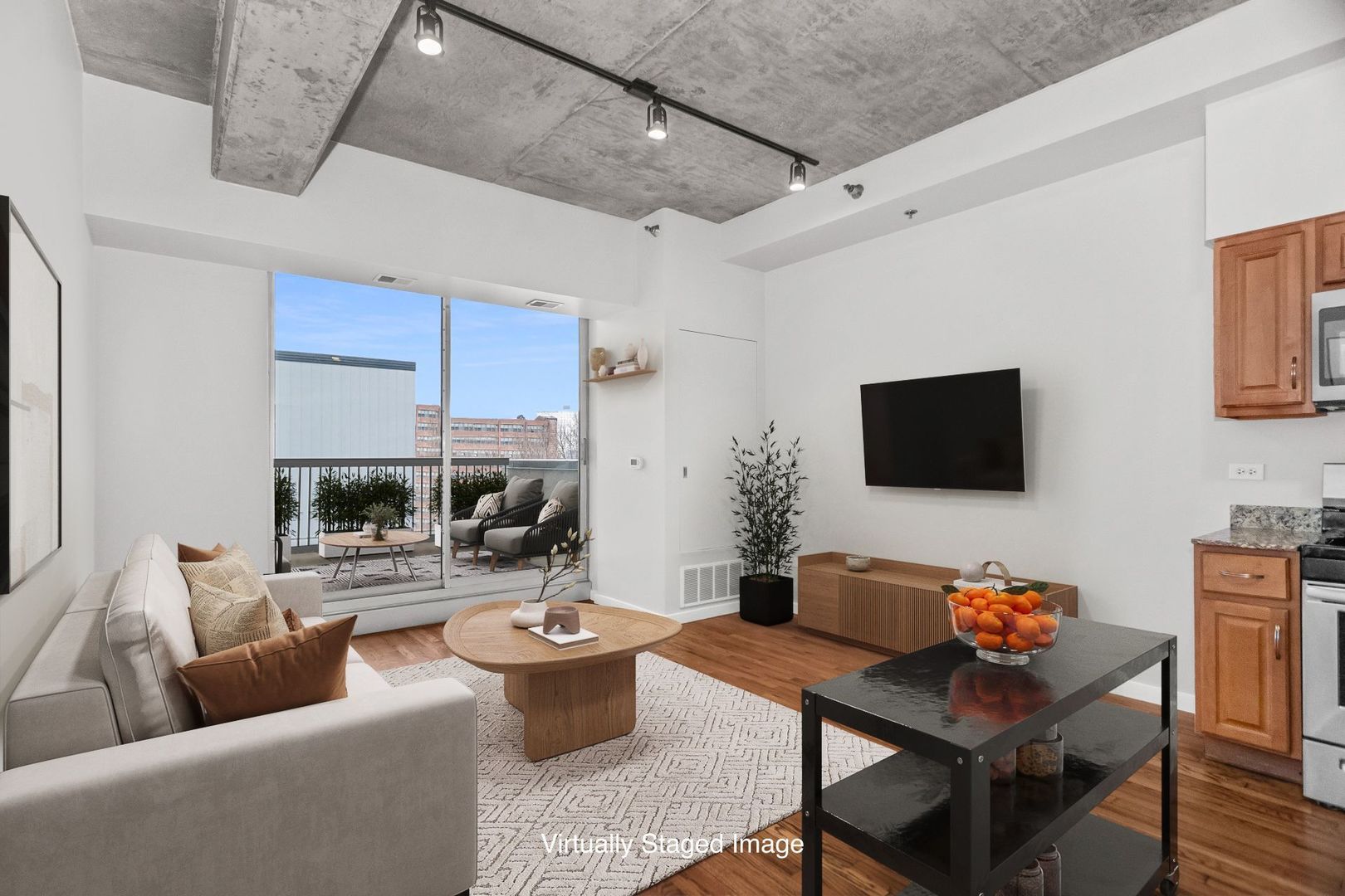1620 South Michigan Avenue, Unit 324 Chicago, IL 60616 - Photo 3 of 23 a living room with fireplace furniture and a flat screen tv