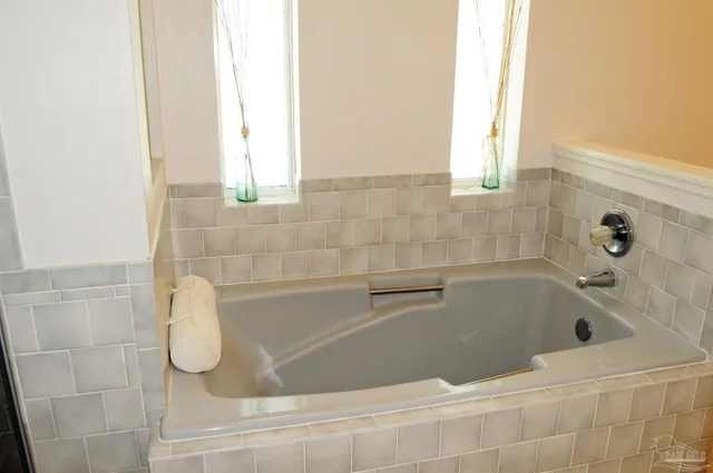 a bathroom with a bathtub