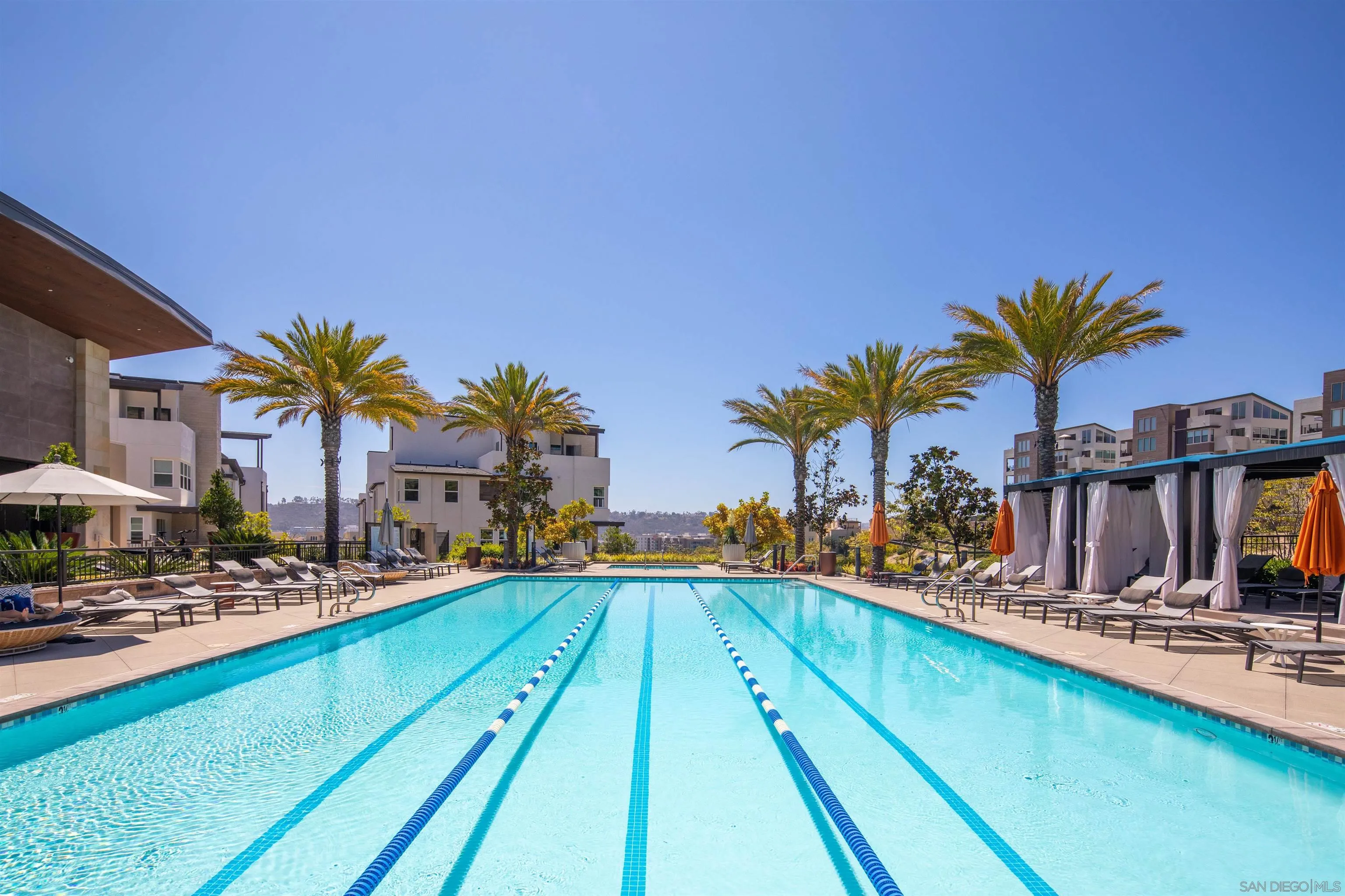 7845 Modern Oasis Drive San Diego, CA 92108 - Photo 38 of 39 a view of swimming pool with outdoor seating and yard