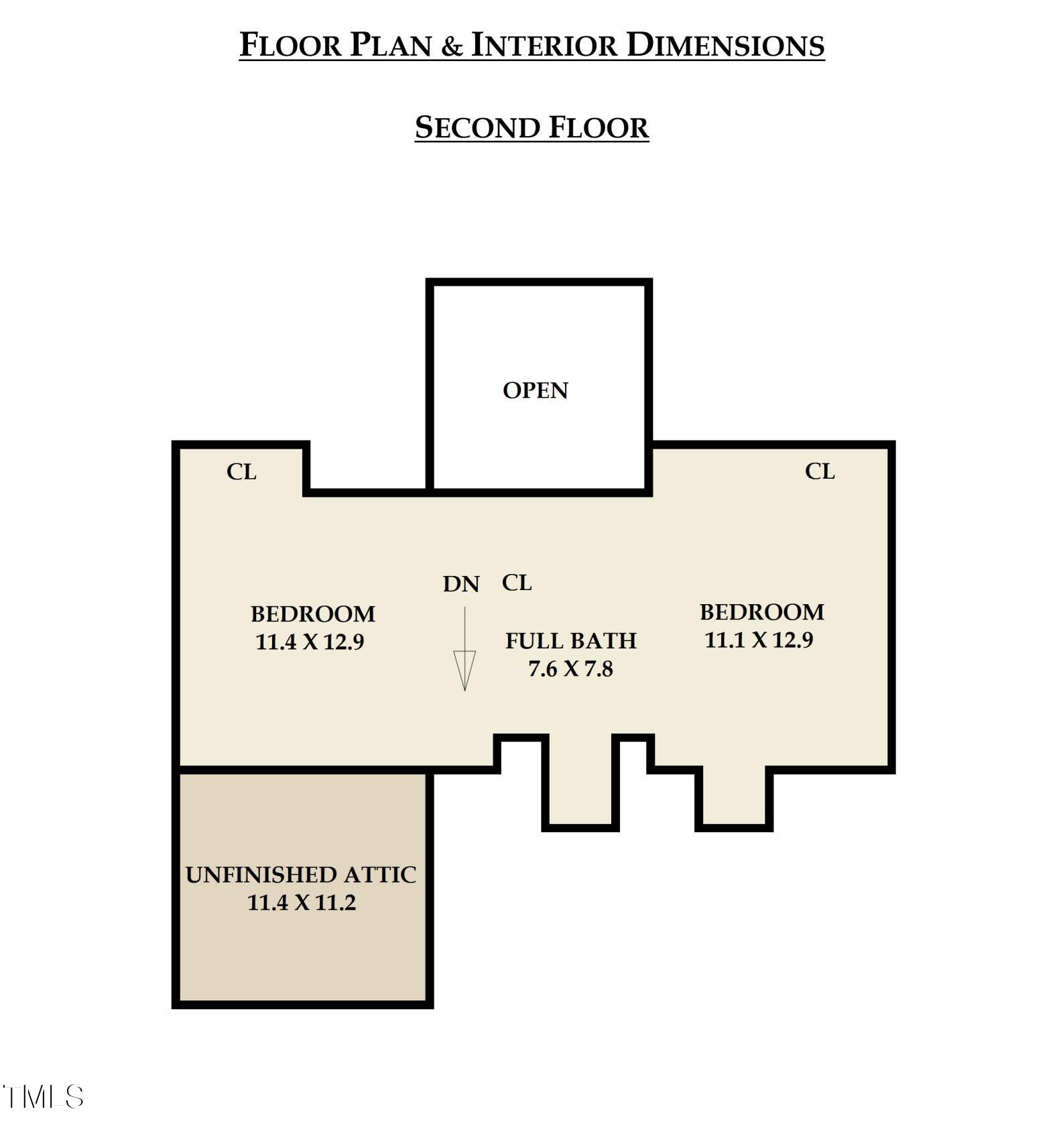2001 Virginia Dare Place Raleigh, NC 27610 - Photo 45 of 45 Floor Plan & Interior Dimensions