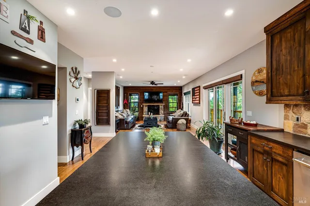 a bedroom with a bed and cabinets