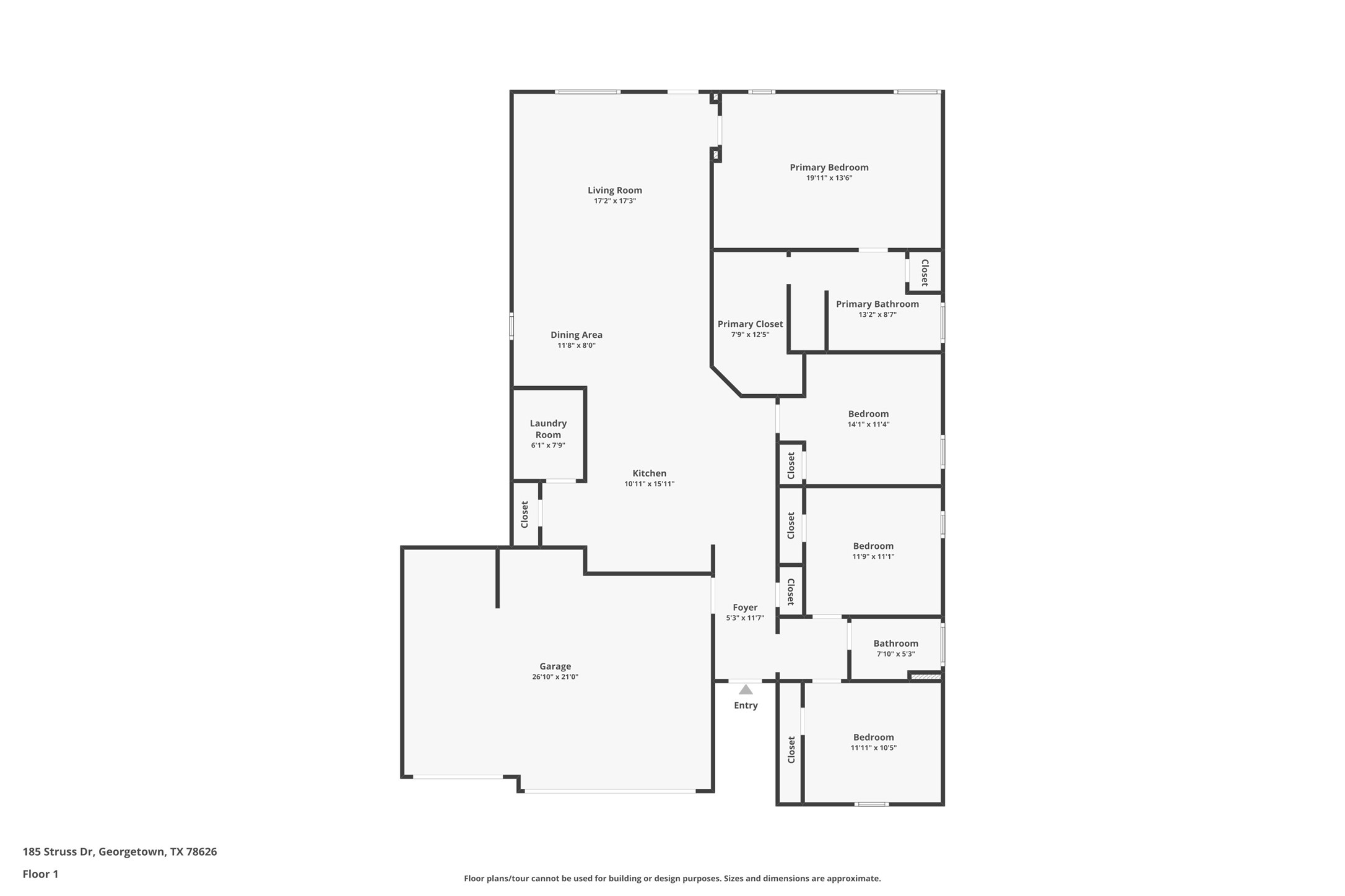185 Struss Drive Georgetown, TX 78626 - Photo 22 of 23 A comprehensive layout revealing functional living spaces and private quarters for ideal home flow.