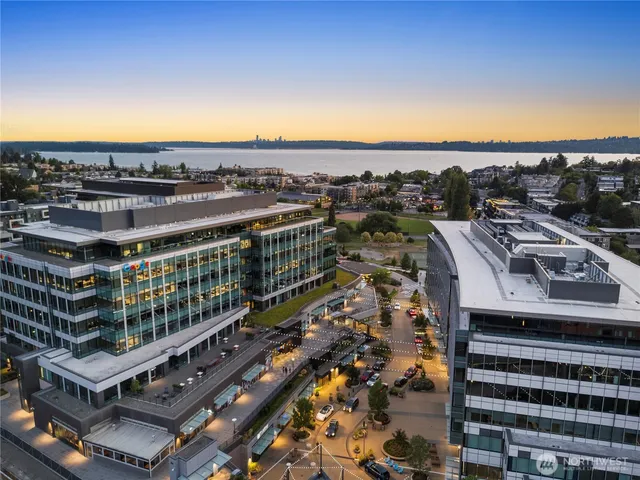 a city view with tall buildings