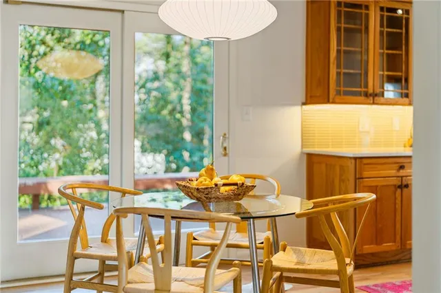 a view of a swimming pool with a patio