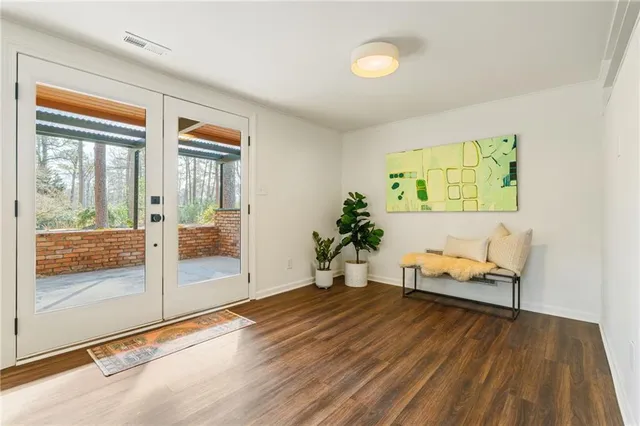a view of a livingroom with a window