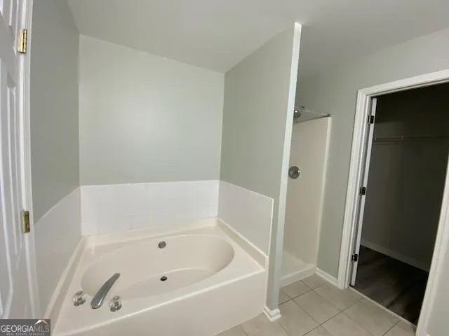 a bathroom with a bathtub