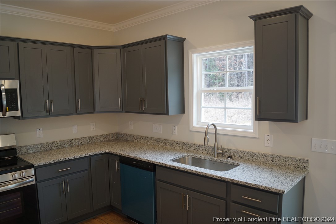 88 Knotts Berry Road Bunnlevel, NC 28323 - Photo 9 of 33 a kitchen with a sink and cabinets