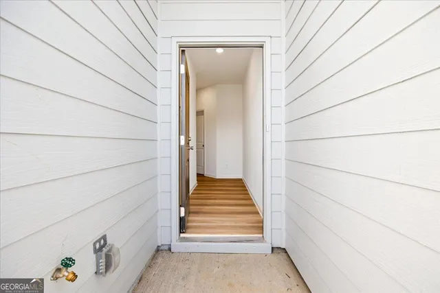 a view of wooden staircase