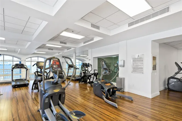 a view of a room with gym equipment