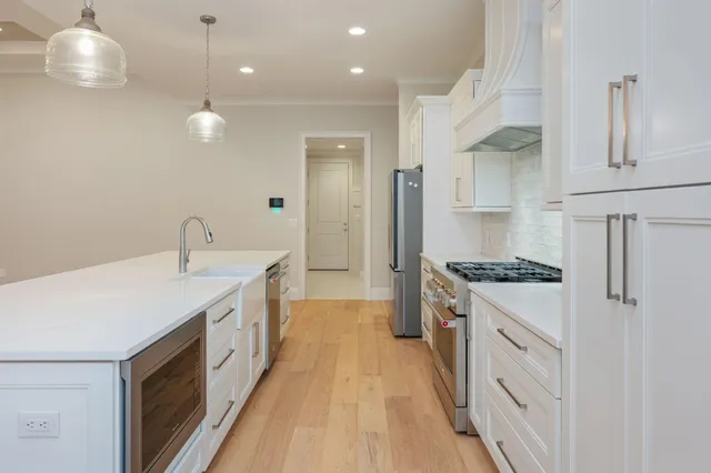 a view of a livingroom with a chandelier
