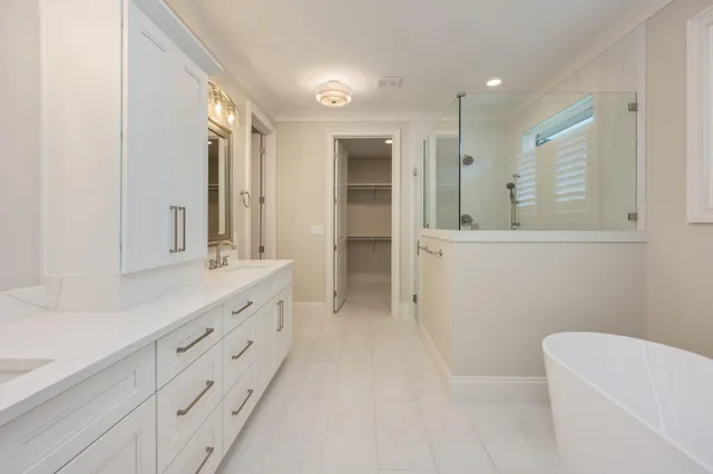 a view of an empty walk in closet