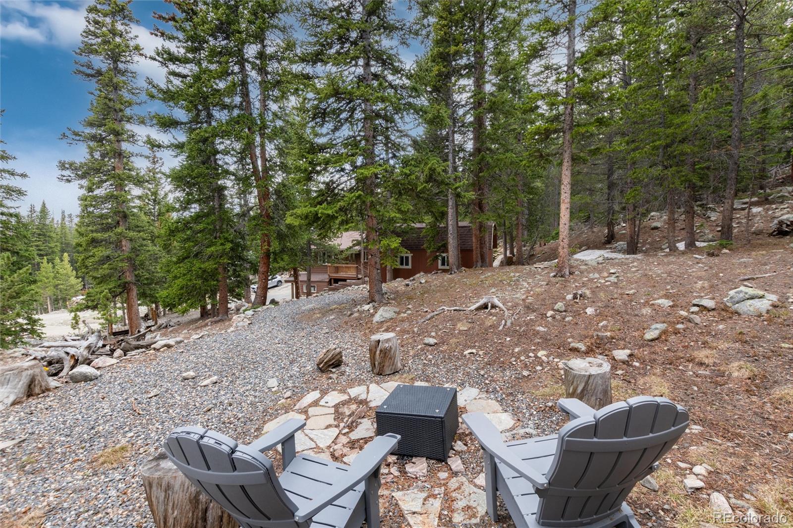 159 Lake Road Idaho Springs, CO 80452 - Photo 26 of 45 a view of a backyard with table and chairs