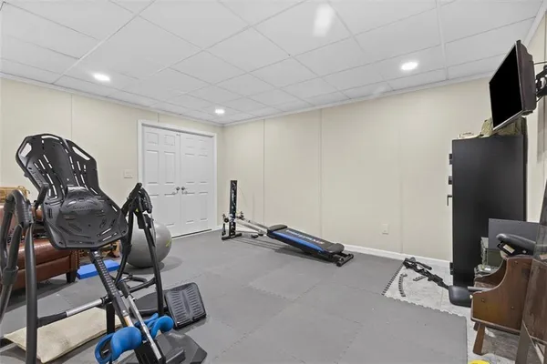 a view of a room with gym equipment