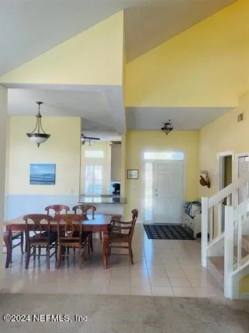 a large dining space with furniture