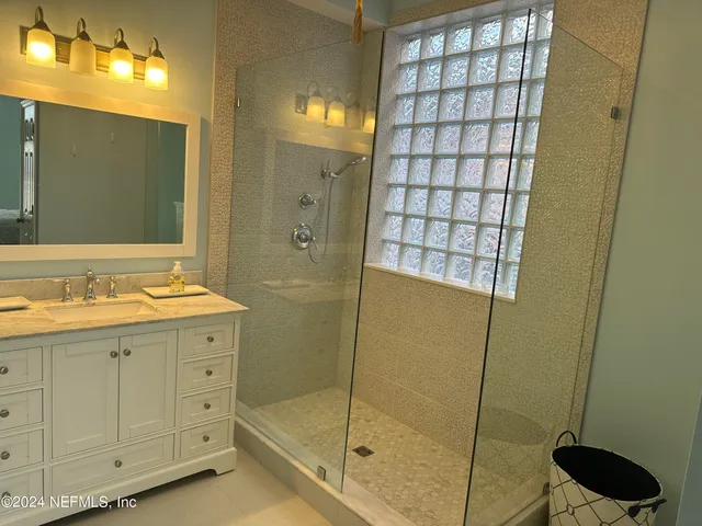 a bathroom with a shower