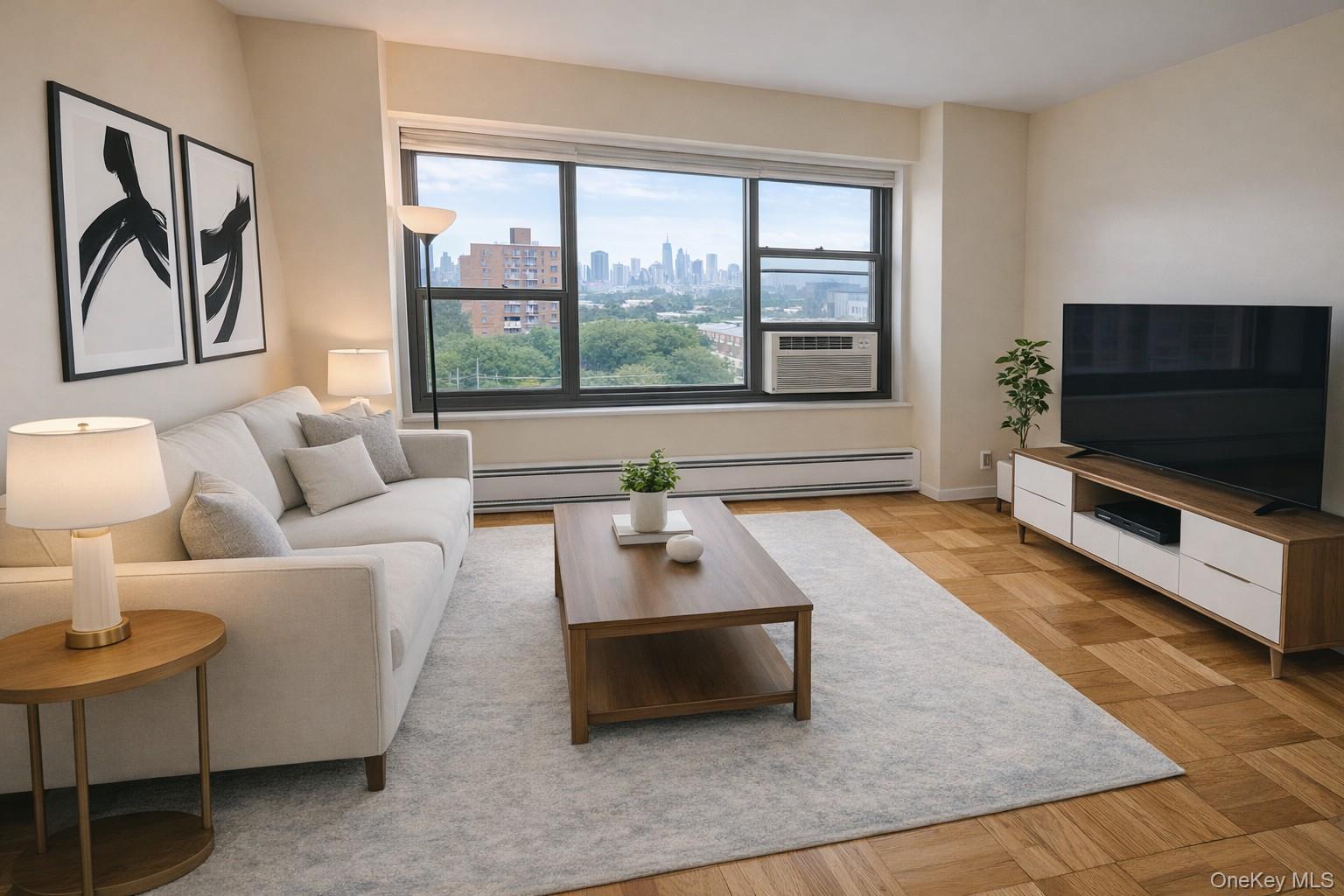 a living room with furniture and a flat screen tv