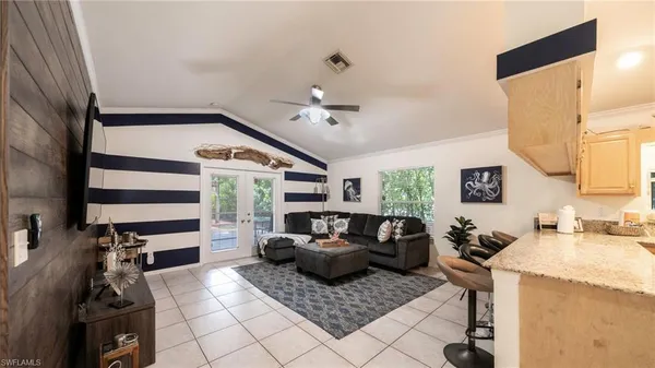 a living room with furniture