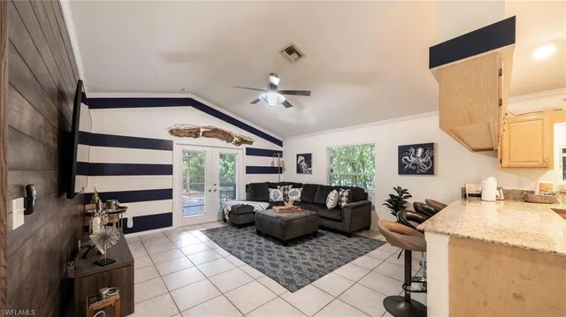 a living room with furniture