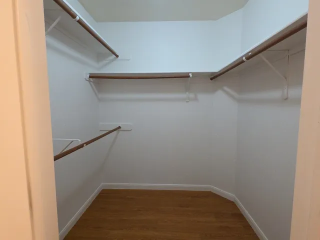 a view of an empty walk in closet