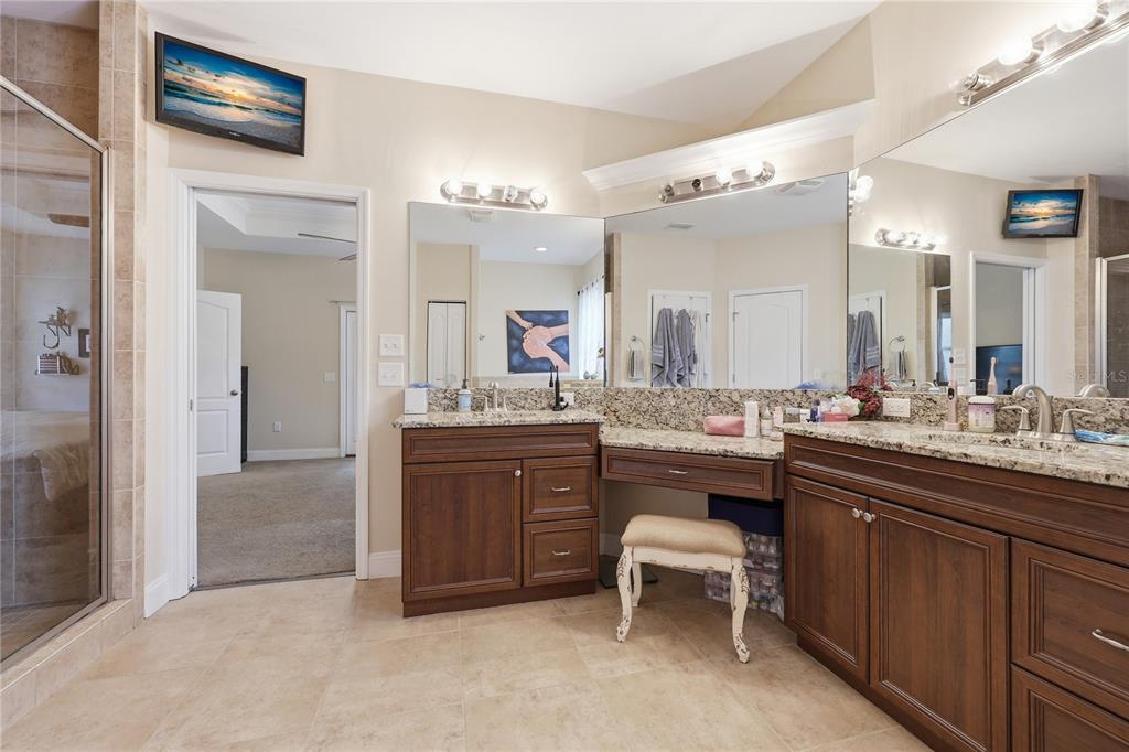 24934 Northwest 170th Road High Springs, FL 32643 - Photo 19 of 33 a spacious bathroom with a granite countertop sink a mirror and a