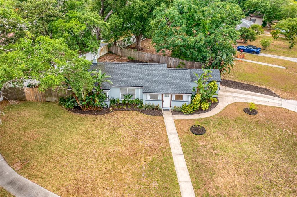The home sits on an oversized corner lot