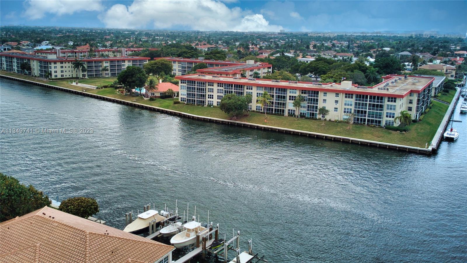 a view of a lake with a city