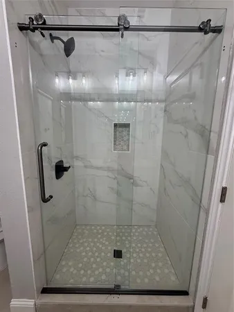 a bathroom with a shower