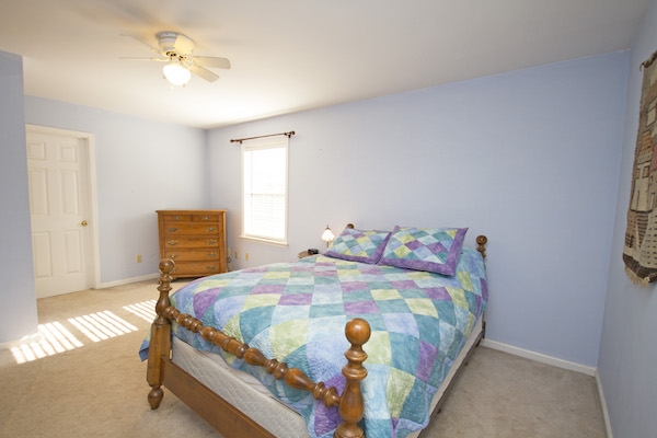 816 Harris Road Charlottesville, VA 22902 - Photo 24 of 28 a bedroom with a bed and a chandelier