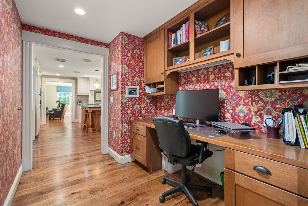 5 Deerfield Road Sherborn, MA 01770 - Photo 20 of 42 a view of a workspace with furniture and a flat screen tv