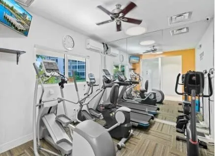 a view of a room with gym equipment