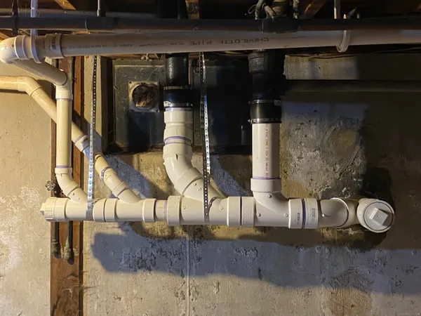a close view of water heater room