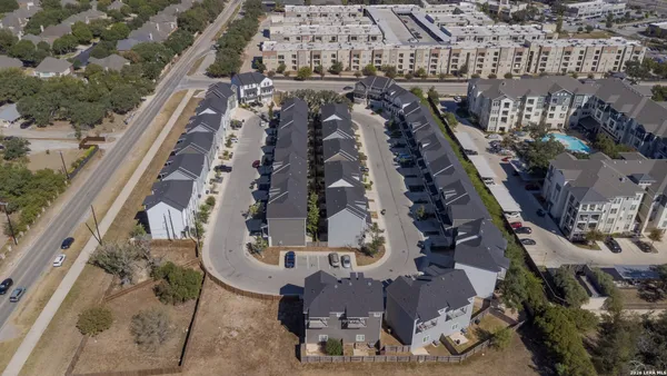 an aerial view of multiple houses