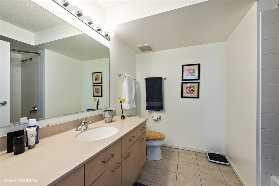 1720 Maple Avenue, Unit 2160 Evanston, IL 60201 - Photo 11 of 45 a bathroom with a double vanity sink mirror and toilet