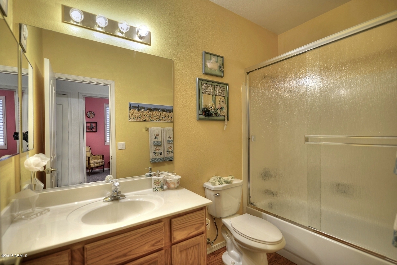 4243 East Tether Trail Phoenix, AZ 85050 - Photo 23 of 28 a bathroom with a sink a toilet a mirror and shower