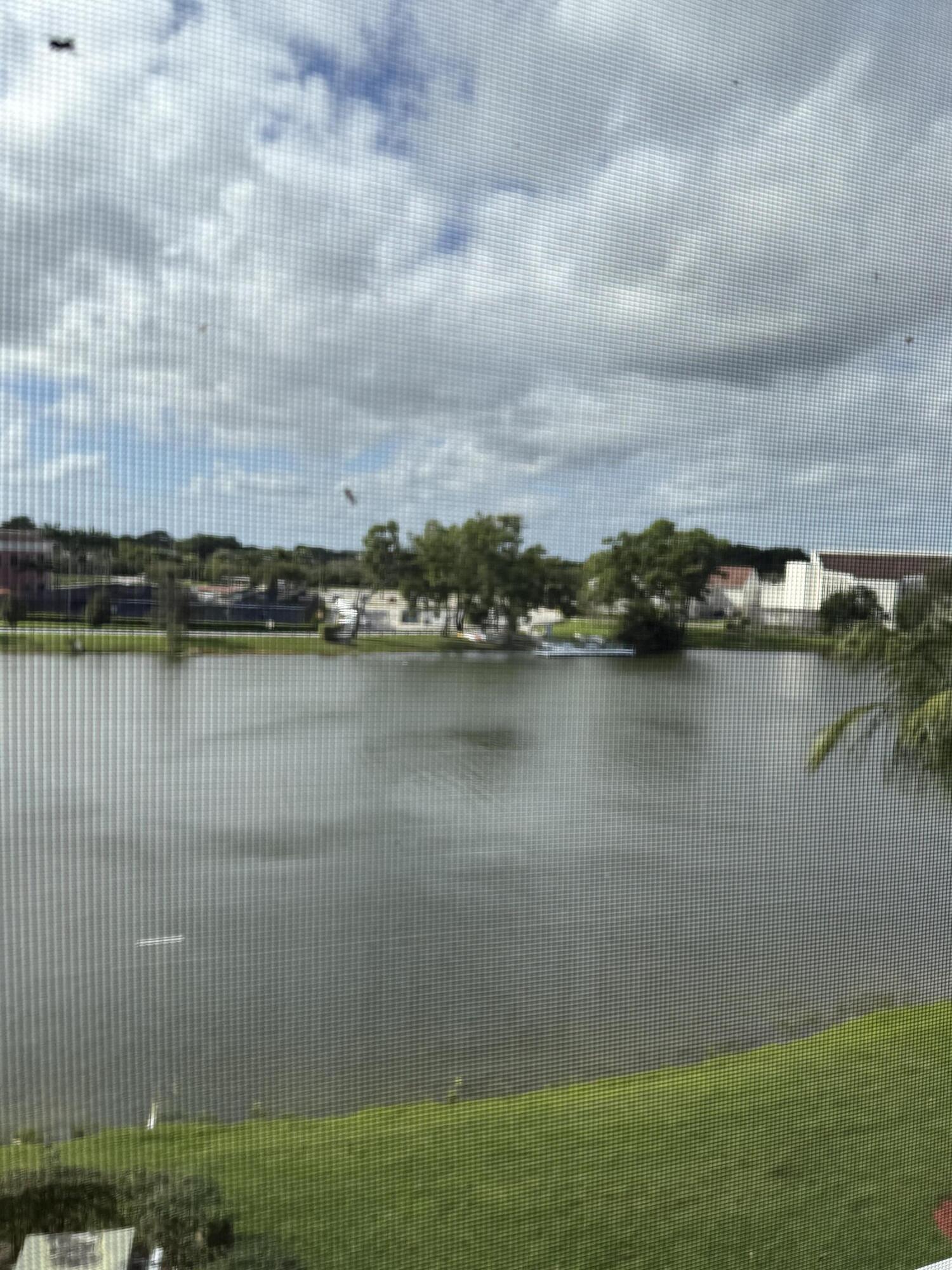 a view of a lake with houses in the back