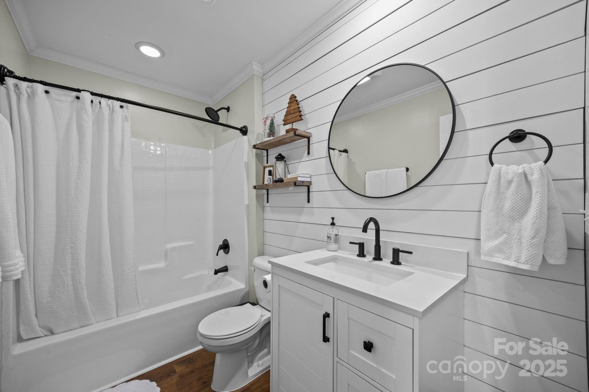 247 Aden Green Road Mill Spring, NC 28756 - Photo 32 of 48 a bathroom with a sink a toilet and a mirror