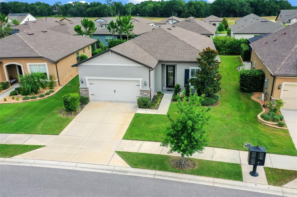 an aerial view of a house