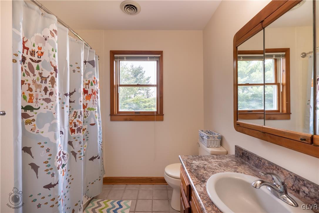 201 Ruth Road Bath, PA 18014 - Photo 19 of 49 a bathroom with a granite countertop sink a toilet and a mirror