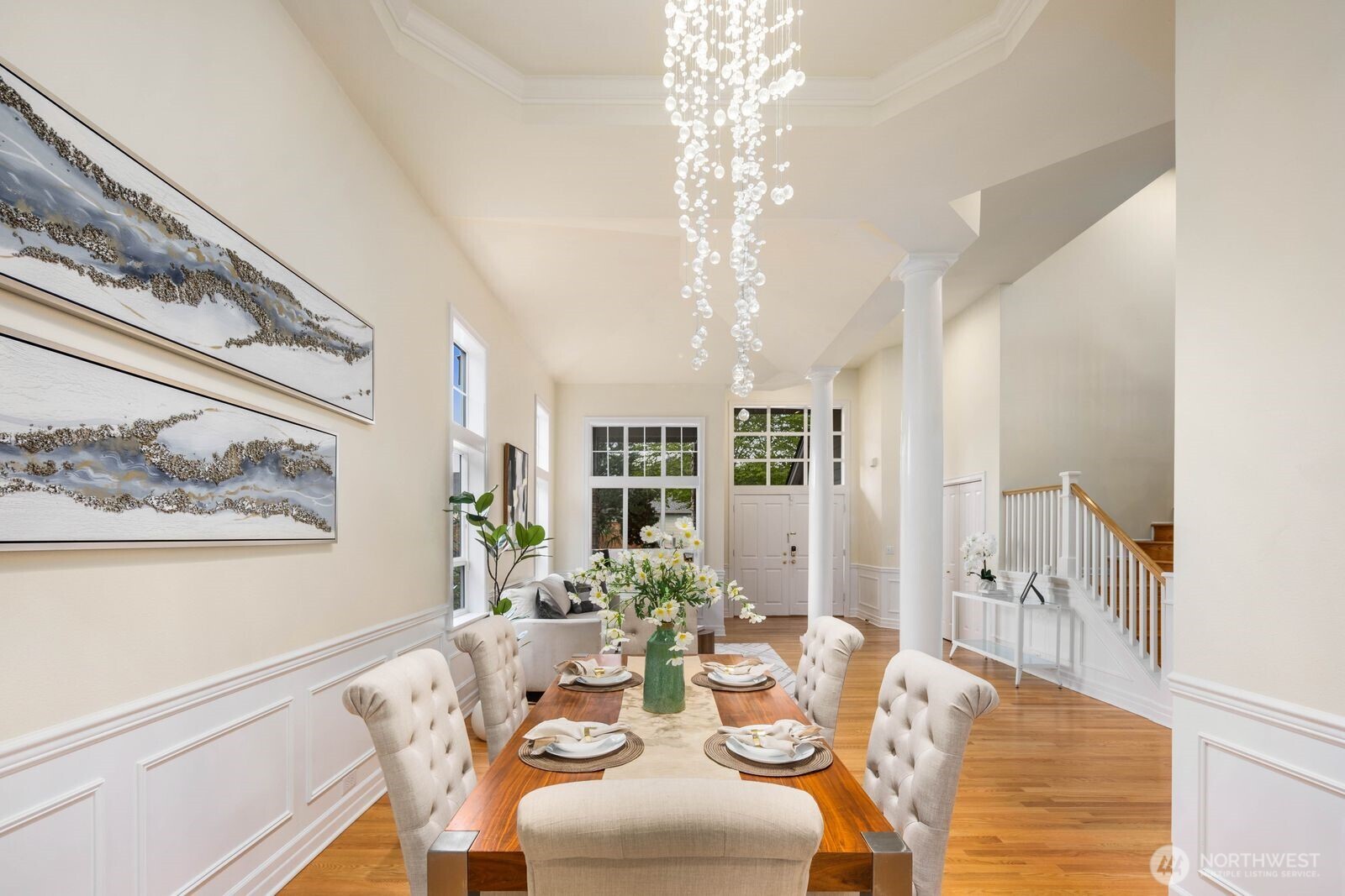 3429 Lincoln Avenue Northeast Renton, WA 98056 - Photo 8 of 40 a view of a dining room with furniture and chandelier