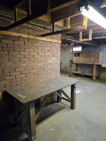 a view of a room with shelves