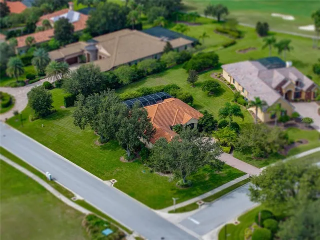 an aerial view of a house