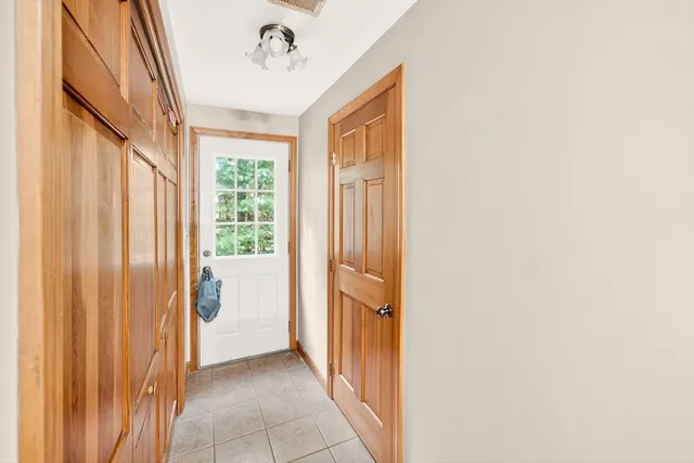 a view of an entryway with a window