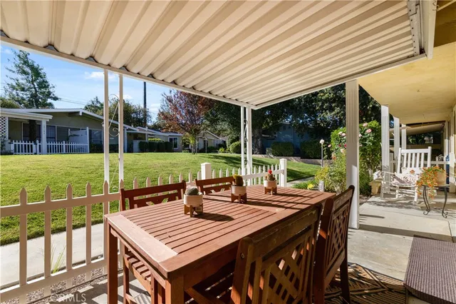 a view of an outdoor space with seating