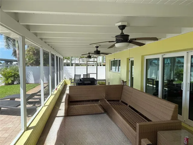 a building outdoor space with patio furniture