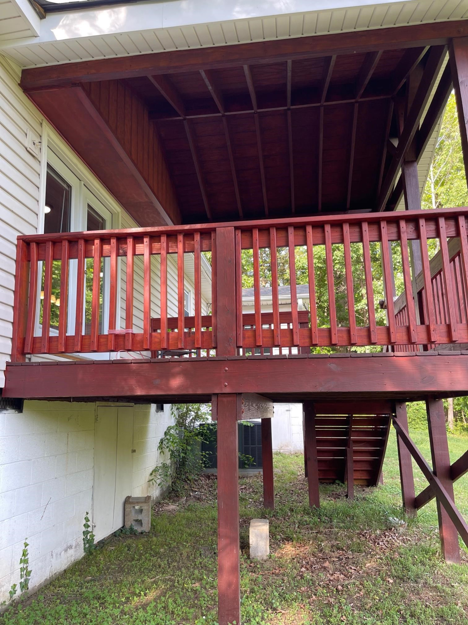 606 Infinity Road Durham, NC 27712 - Photo 21 of 30 a view of a back yard from a balcony