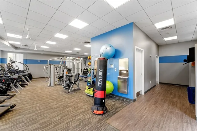 a view of a room with gym equipment
