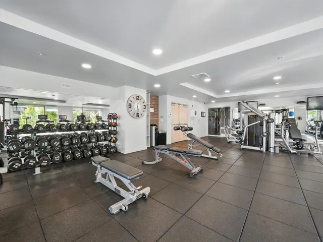 a view of a room with gym equipment